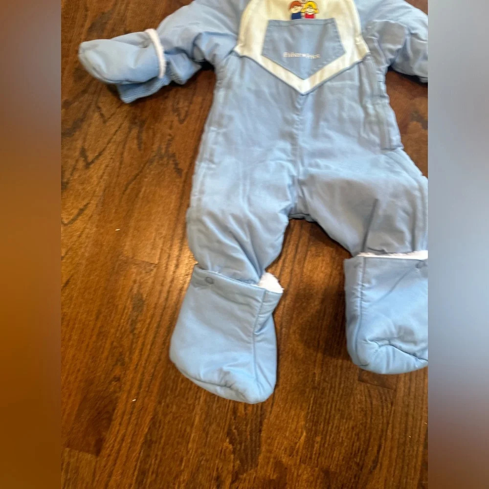 Vintage FISHER PRICE Baby Snow Suit Size 12M 1985 Made in USA  Stripe Ruffles - Picture 3 of 12